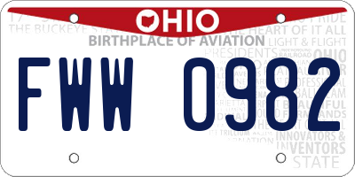 OH license plate FWW0982