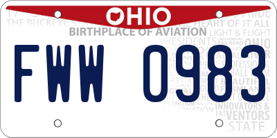 OH license plate FWW0983