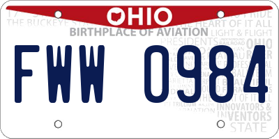 OH license plate FWW0984