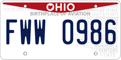 OH license plate FWW0986