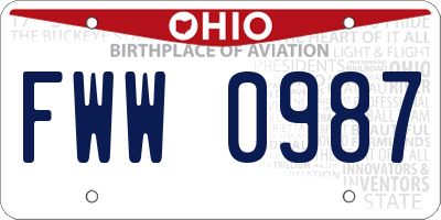 OH license plate FWW0987