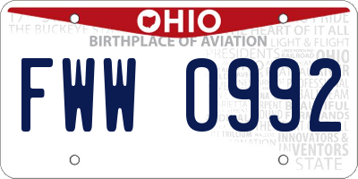 OH license plate FWW0992