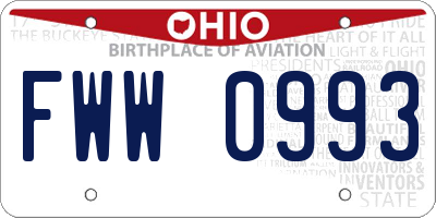 OH license plate FWW0993