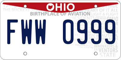 OH license plate FWW0999