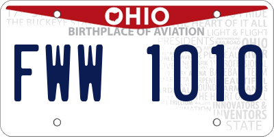 OH license plate FWW1010