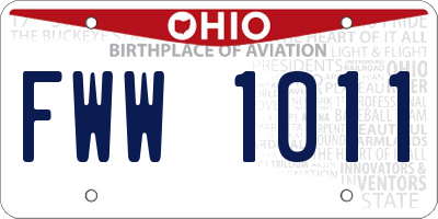 OH license plate FWW1011