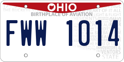 OH license plate FWW1014