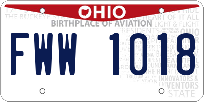 OH license plate FWW1018