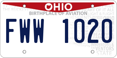 OH license plate FWW1020