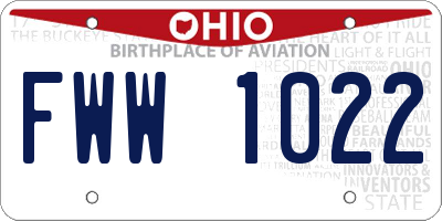 OH license plate FWW1022