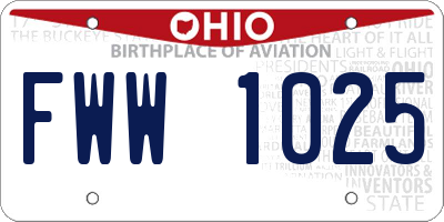 OH license plate FWW1025