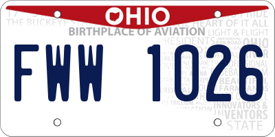 OH license plate FWW1026