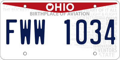 OH license plate FWW1034