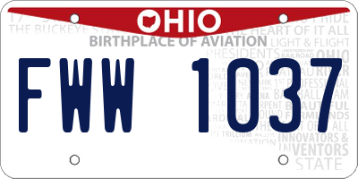 OH license plate FWW1037