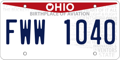 OH license plate FWW1040