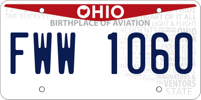 OH license plate FWW1060