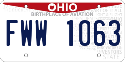 OH license plate FWW1063