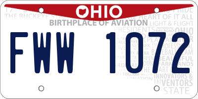 OH license plate FWW1072