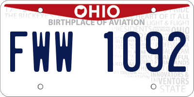 OH license plate FWW1092