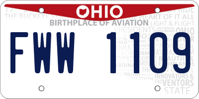 OH license plate FWW1109