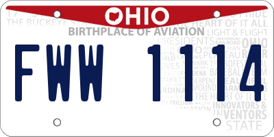 OH license plate FWW1114