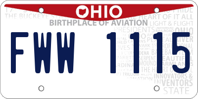 OH license plate FWW1115