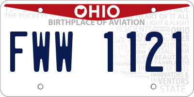 OH license plate FWW1121