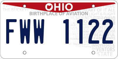 OH license plate FWW1122