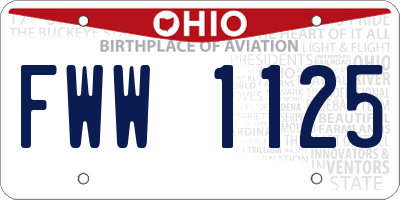 OH license plate FWW1125