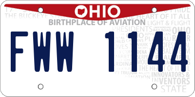 OH license plate FWW1144