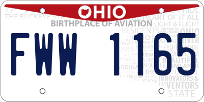 OH license plate FWW1165