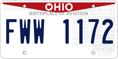 OH license plate FWW1172