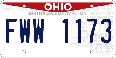 OH license plate FWW1173