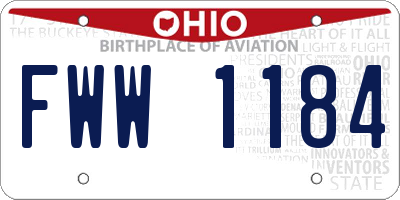 OH license plate FWW1184