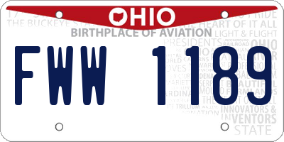 OH license plate FWW1189