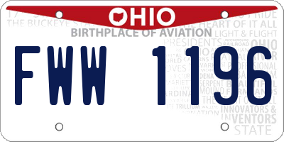 OH license plate FWW1196