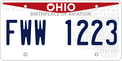 OH license plate FWW1223