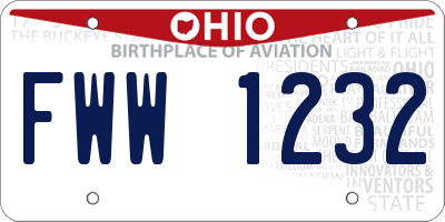 OH license plate FWW1232