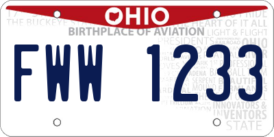 OH license plate FWW1233
