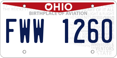 OH license plate FWW1260