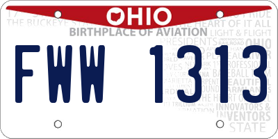OH license plate FWW1313