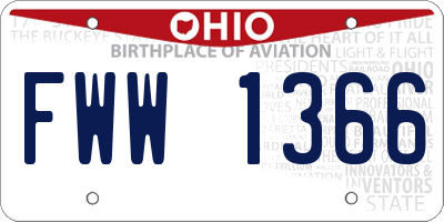OH license plate FWW1366