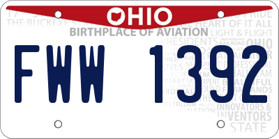 OH license plate FWW1392