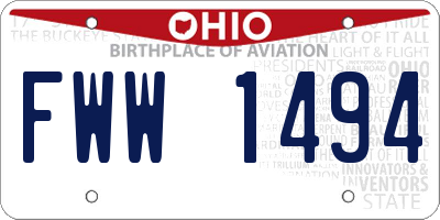 OH license plate FWW1494