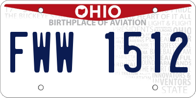 OH license plate FWW1512