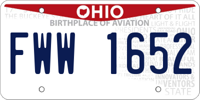 OH license plate FWW1652