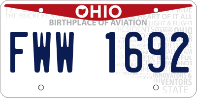 OH license plate FWW1692