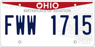 OH license plate FWW1715