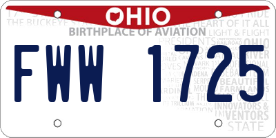 OH license plate FWW1725