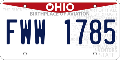 OH license plate FWW1785